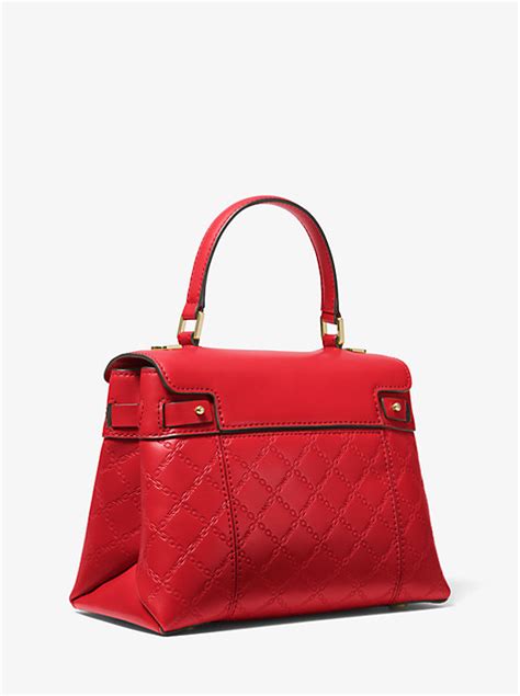 michael michael kors gramercy chain embossed leather satchel|Michael Michael Kors Gramercy Chain Embossed Leather Top .